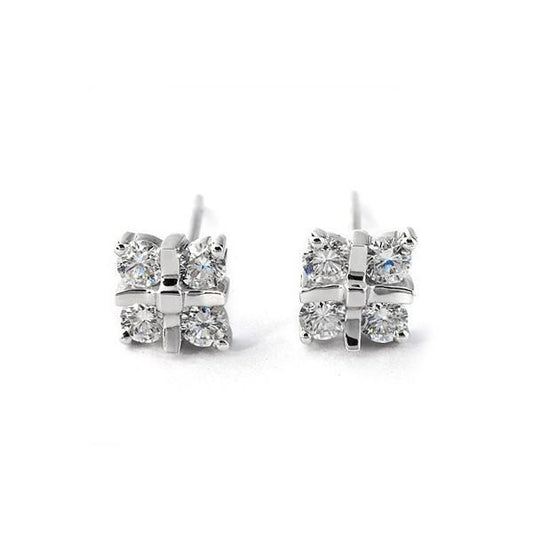 4 Ct Round Brilliant Cut Genuine Diamonds White Gold Ladies Studs Earrings