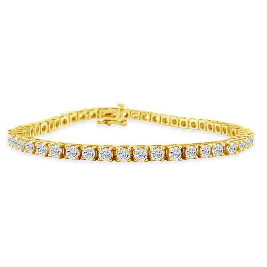 4 Ct Round Cut Real Diamond Tennis Ladies Bracelet Solid Yellow Gold