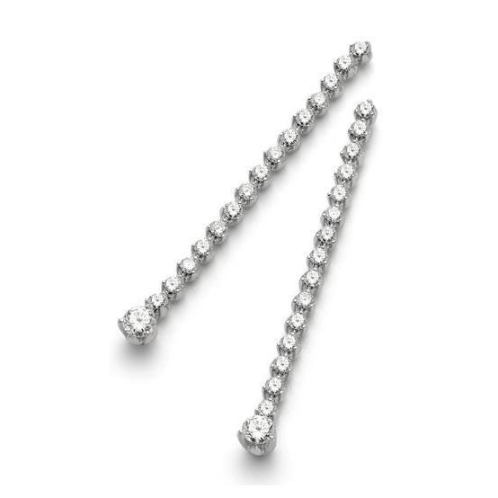 4 Ct Round Cut Small Real Diamond Dangle Earring 14K White Gold