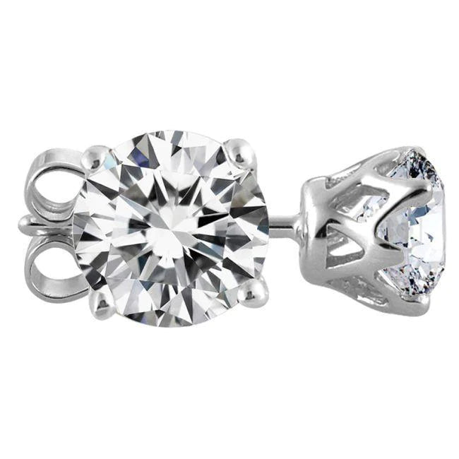 4 Ct Solitaire Round Natural Diamond Studs Crown Setting Earring Fine Jewelry