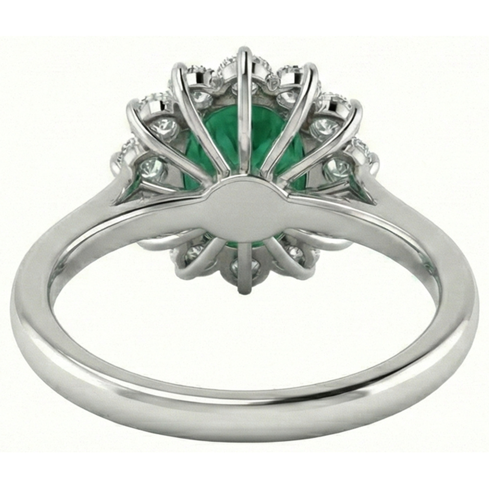 4 Ct. Solitaire With Accent Green Emerald And Natural Earth Mined Diamonds Ring White Gold 14K