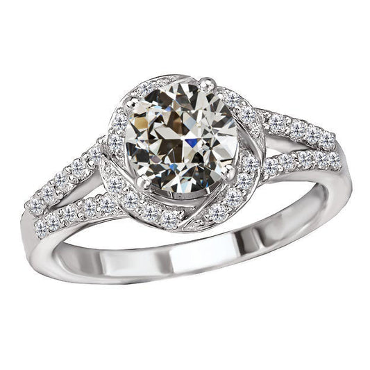 Real Brilliant Diamond Halo Setting Ring 2 ct 14K White Gold – main view