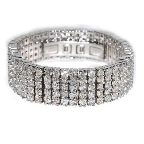 40 Carats Round Cut Men Natural Diamond Bracelet White Gold 14K