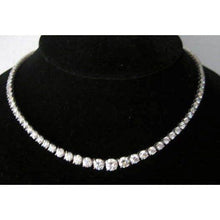 40.00 Ct Round Brilliant Cut Real Diamonds Tennis Necklace White Gold 14K