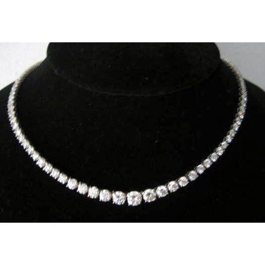 40.00 Ct Round Brilliant Cut Real Diamonds Tennis Necklace White Gold 14K