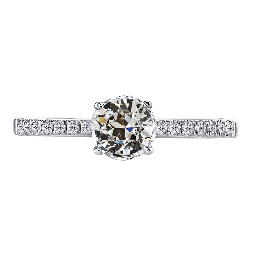 Old Mine Cut Fine Diamond ring in 14 Karat White Gold – main view
