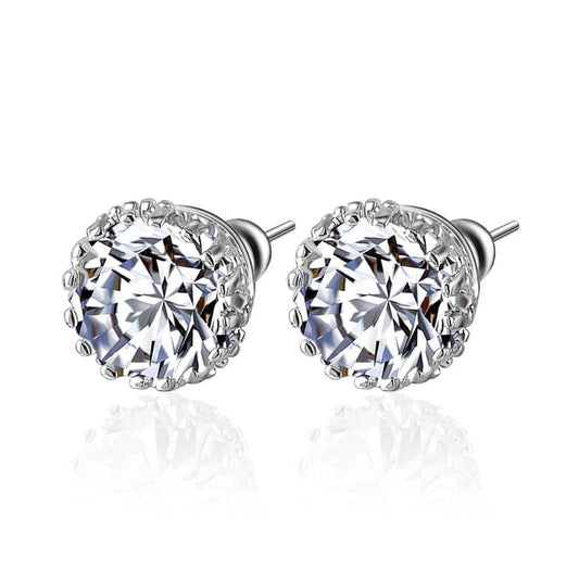 4.00 Carats Round Cut Natural Diamonds Lady Studs Earrings