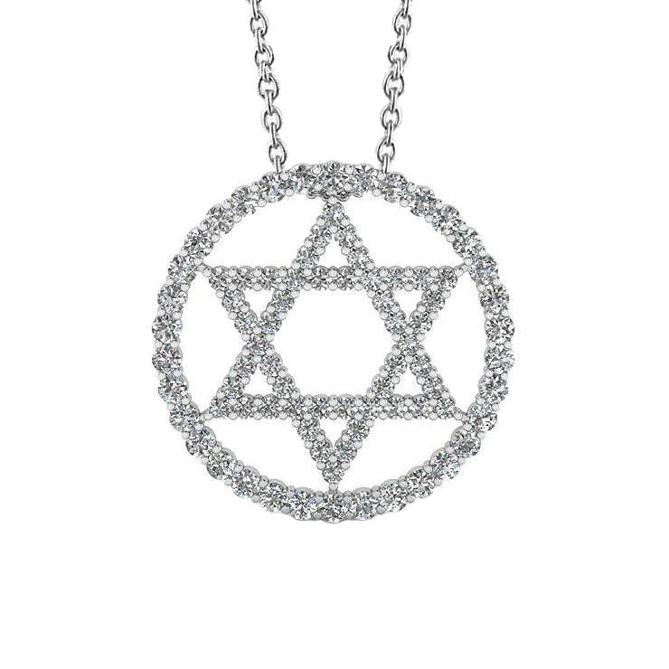 4.10 Ct Round Cut Real Diamonds Circle Star Pendant Necklace