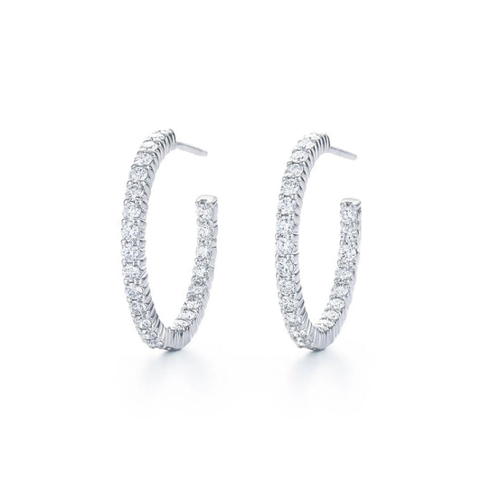 4.20 Carats F Vvs1 Round Cut Real Diamonds Hoop Earrings White Gold 14K