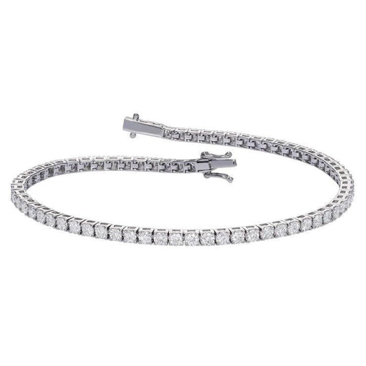 4.20 Carats Prong Set Natural Diamonds Ladies Tennis Bracelet White Gold