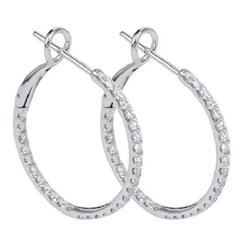4.20 Carats Round Cut Sparkling Real Diamonds Women Hoop Earrings Gold 14K