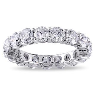 4.25 Carats Sparkling Real Diamonds Eternity Wedding Band 14K White Gold