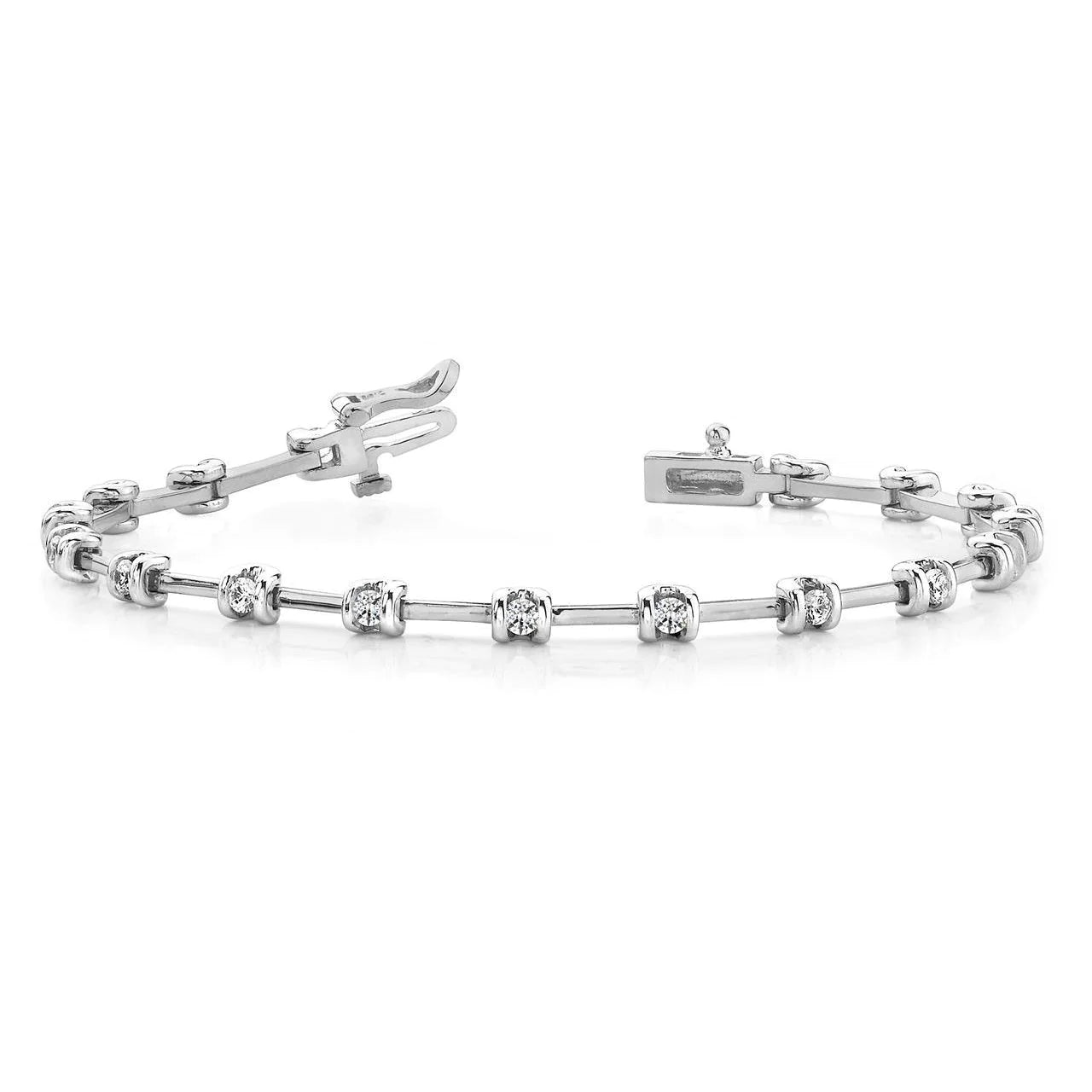4.25 Ct Gorgeous Round Real Diamonds Channel Set Bracelet White Gold 14K