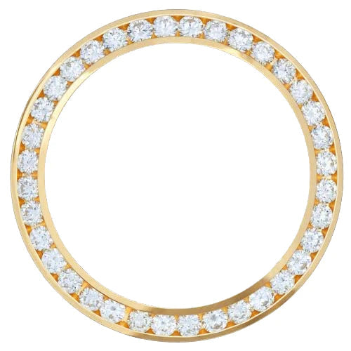 4.5 Carats Channel Set 34 mm Real Diamond Bezel To Fit Breitling Rolex Date Watch Yellow Gold 18K