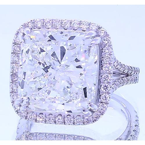 4.50 Carats Cushion Natural Diamond Halo Anniversary Ring