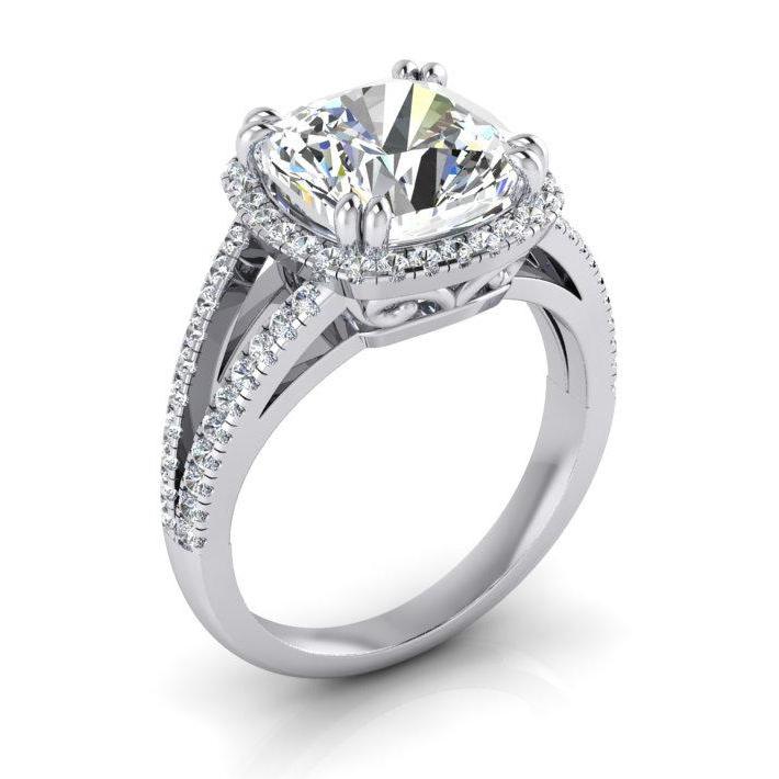 4.50 Carats Cushion Natural Diamond Halo Ring Jewelry
