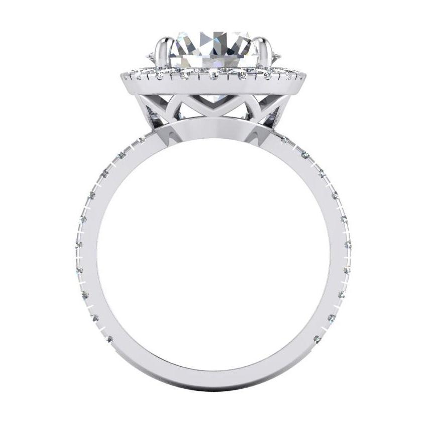 4.50 Carats Round Natural Anniversary Ring Halo Setting