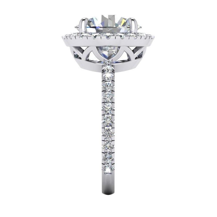 Carats Round Natural Diamond Anniversary Ring Halo Setting