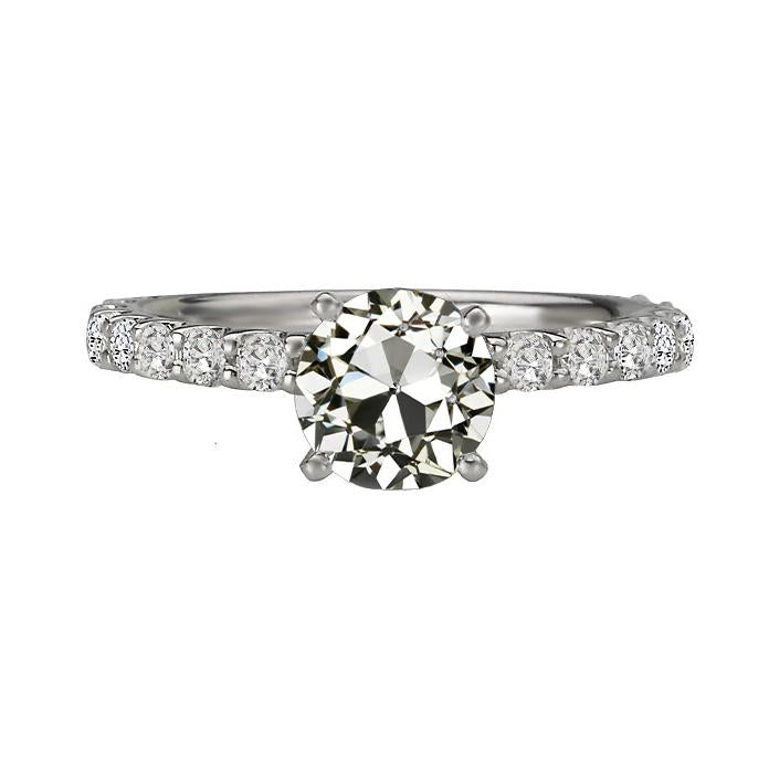4.50 Carats Round Old Mine Cut Natural Diamond Engagement Ring Prong Set