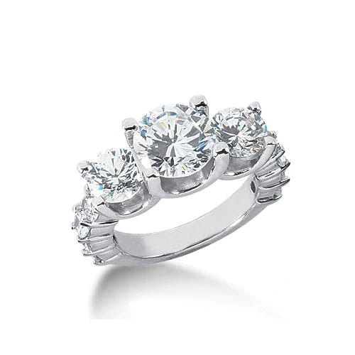 4.51 Carat Real Diamond Anniversary Ring Women White Gold 14K