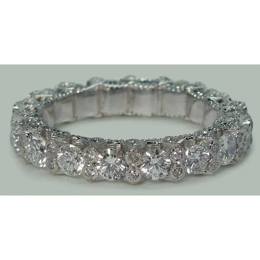 4.68 Carats Round Brilliant Real Diamonds Eternity Band White Gold 14K