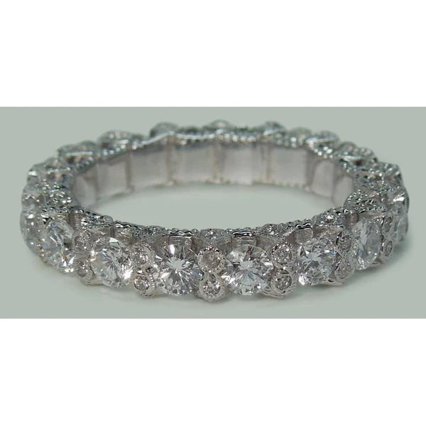 4.68 Carats Round Brilliant Real Natural Earth Mined Diamonds Eternity Band White Gold 14K
