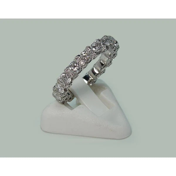 4.68 Carats Round Brilliant Real Natural Earth Mined Diamonds Eternity Band White Gold 14K
