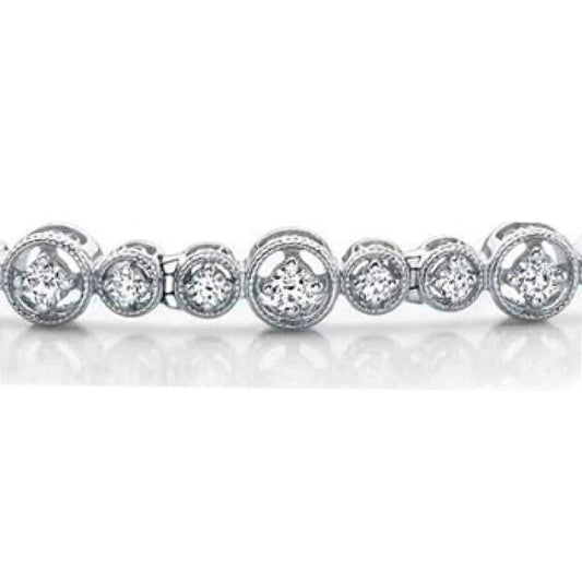 4.90 Carats Round Brilliant Real Diamonds Tennis Bracelet Gold 14K