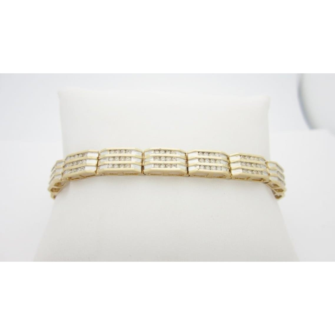4.90 Carats Small Brilliant Cut Natural Diamonds Mens Bracelet Yg 14K