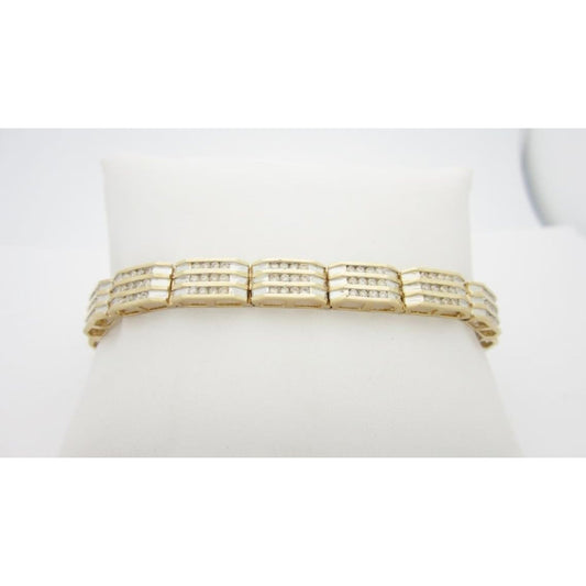 4.90 Carats Small Brilliant Cut Natural Diamonds Mens Bracelet Yg 14K