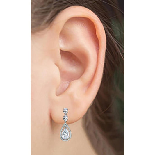 4 Carat Natural Diamond Dangle Earring Pair Pear Drop Earring