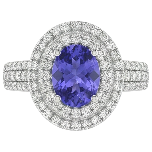 natural round tanzanite 5.25ct ring side angle