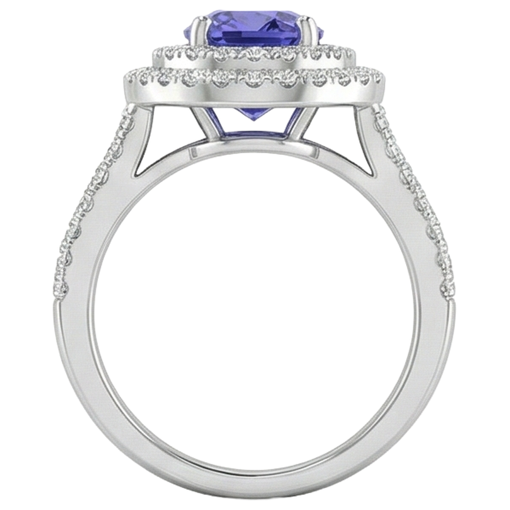 natural round tanzanite 5.25ct ring with diamond accents