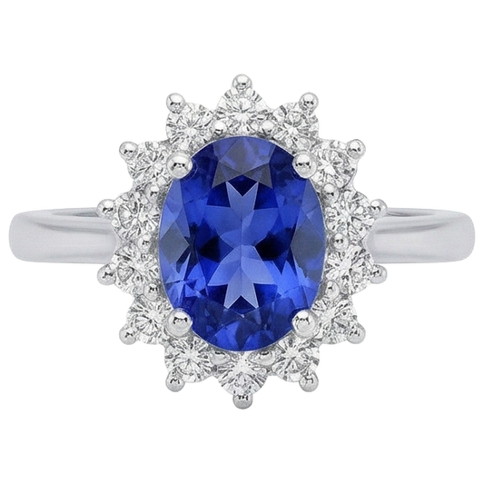 5.60 Ct Tanzanite And Natural Earth Mined Diamonds Wedding Ring White Gold 14K