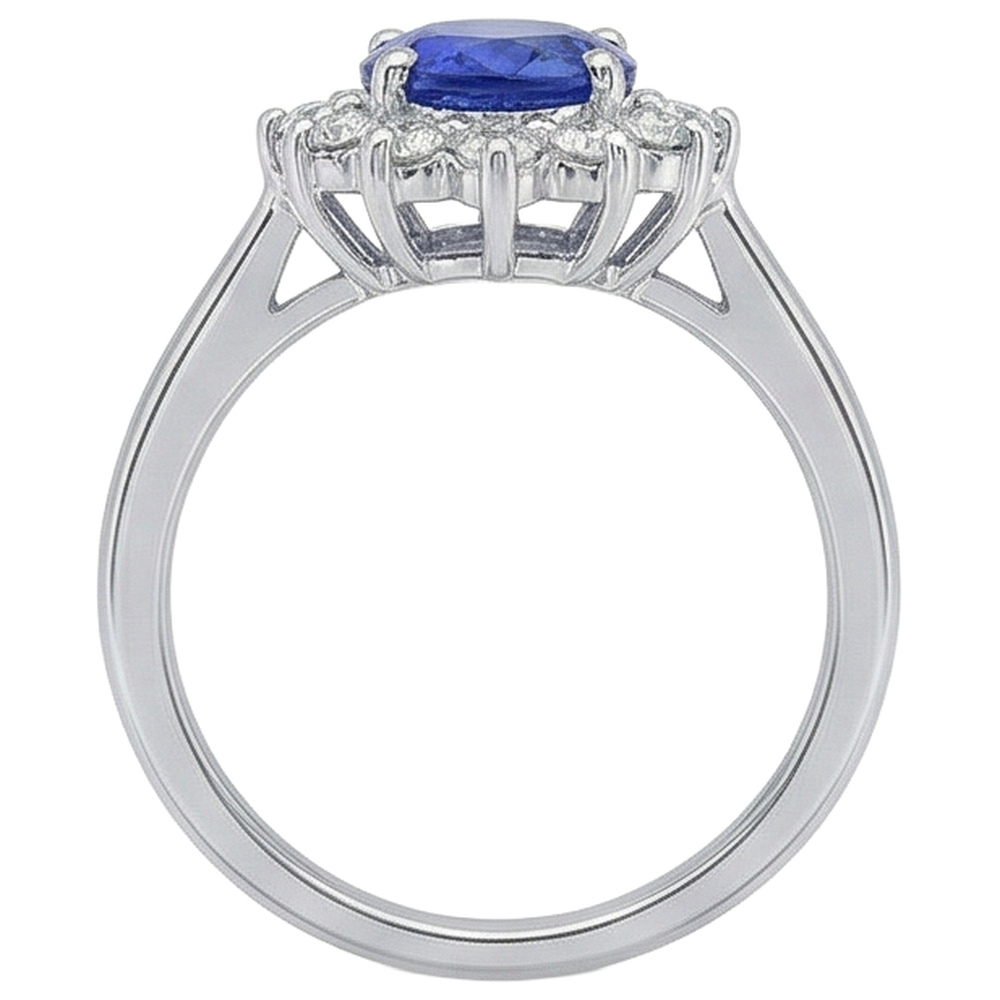 5.60 Ct Tanzanite And Natural Earth Mined Diamonds Wedding Ring White Gold 14K