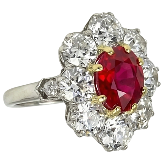 natural round ruby 5.75ct ring side angle