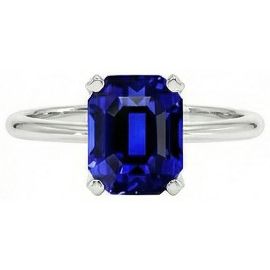 5 Carat Deep Blue Sapphire Engagement Ring