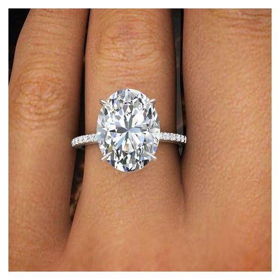5 Carat Oval Real Diamond Ring With Accents