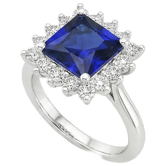 5 Carat Sapphire Halo Engagement Ring