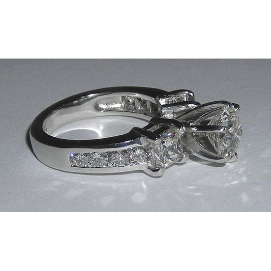 5 Carats Gold Natural Diamond Ring Women's Three Stone Jewelry New 2