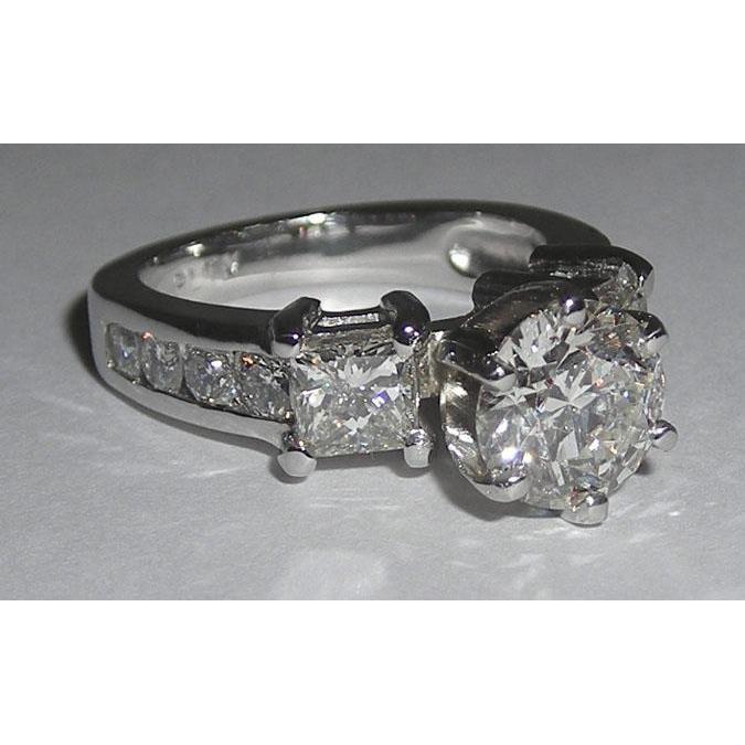 5 Carats Gold Natural Diamond Ring Women's Three Stone Jewelry New 3