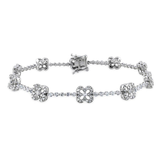 5 Carats Round Genuine Diamond Lady Bracelet White Gold 14K