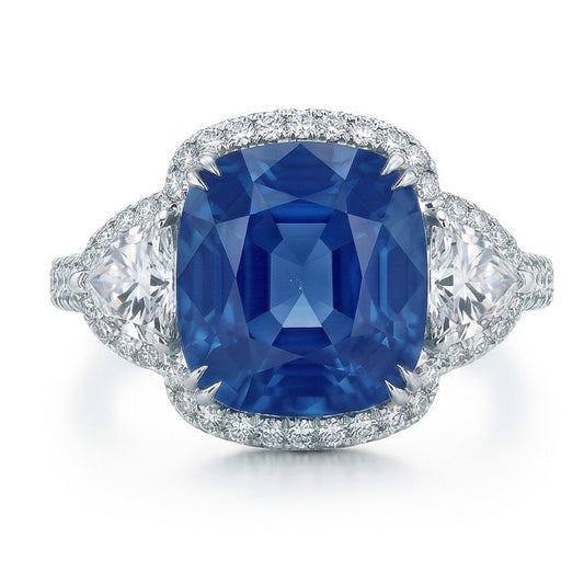 5 Carats Sri Lanka Sapphire Natural Earth Mined DIAMOND ( NOT LAB GROWN )s Ring White Gold 14K