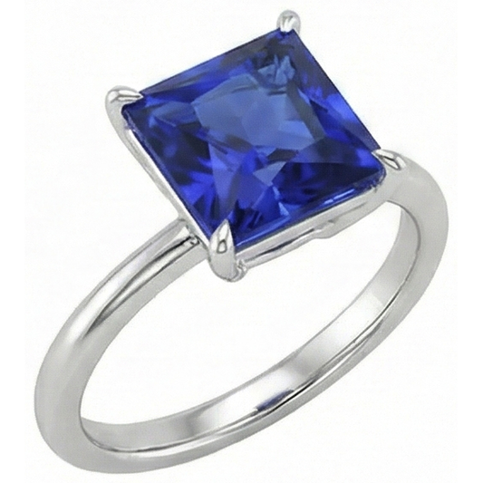 5 Ct Square Cut Sapphire Solitaire Ring
