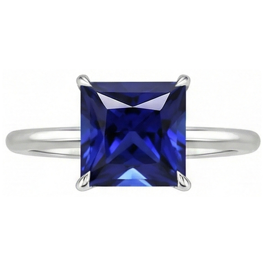 5 Ct Square Cut Sapphire Solitaire Ring
