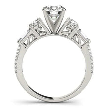 5 Stone Engagement Fancy Ring Round & Baguettes 3.0 Carat Real Diamond WG 14K
