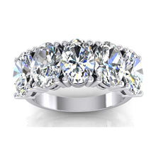 5 Stone Genuine Diamond Anniversary Band Gold Oval Cut Jewelry 5 Carats