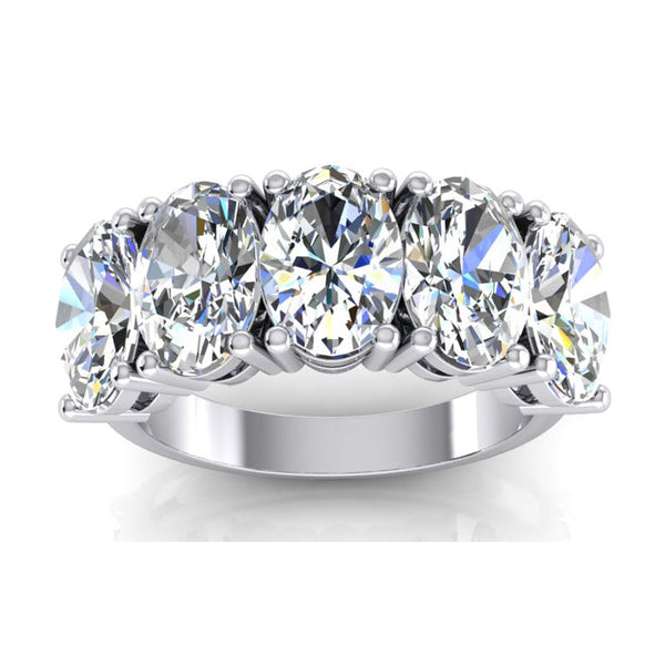 5 Stone Genuine Diamond Anniversary Band Gold Oval Cut Jewelry 5 Carats