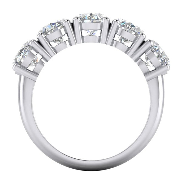 5 Stone Genuine Diamond Anniversary Band Gold Oval Cut Jewelry 5 Carats