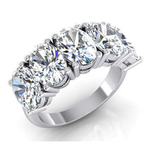 5 Stone Genuine Diamond Anniversary Band Gold Oval Cut Jewelry 5 Carats